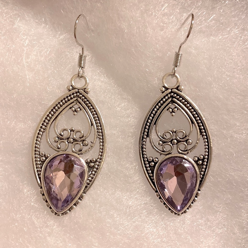 Pear Shaped Amethyst Earrings